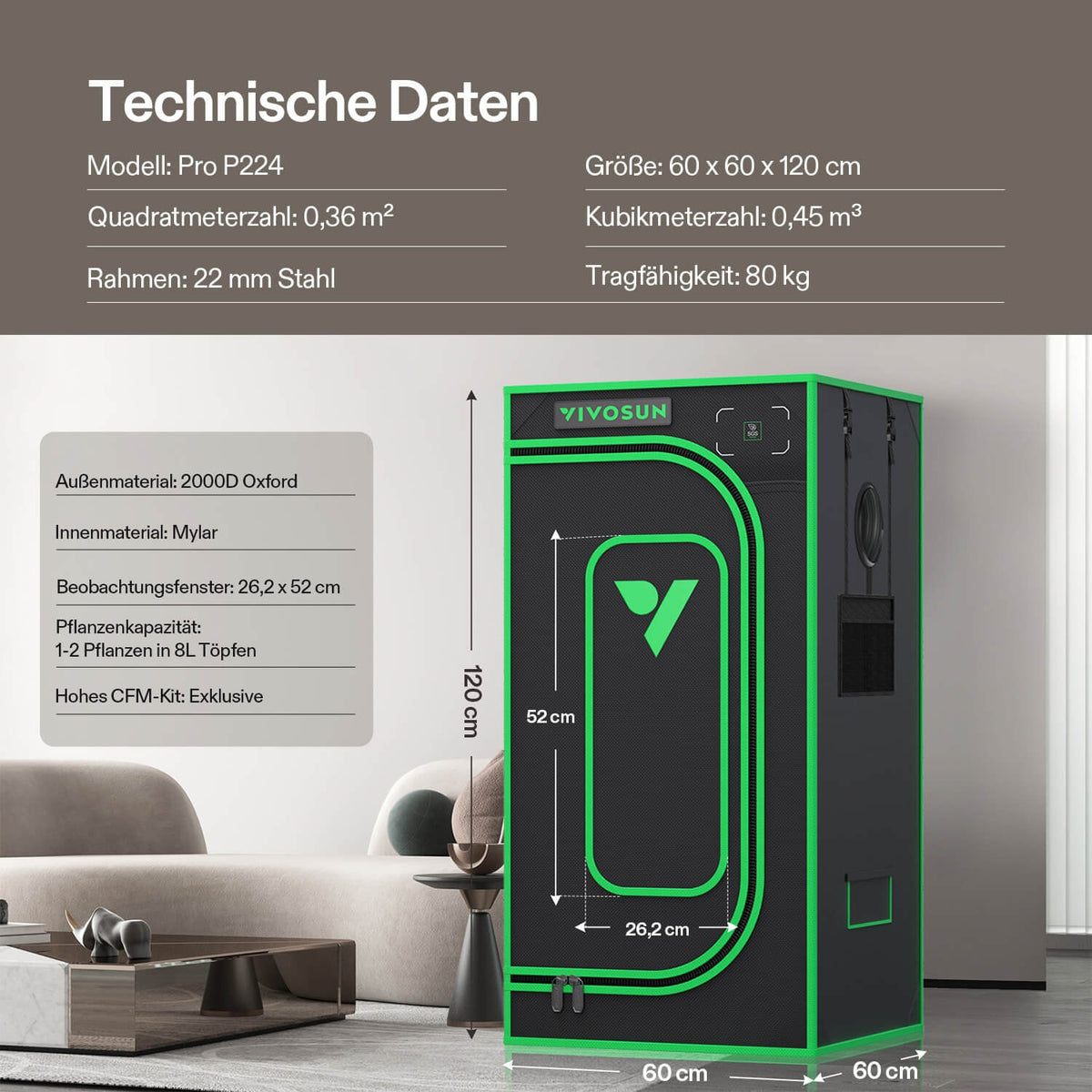 VIVOSUN P224 Growbox 60×60×120 cm – Galerie 7