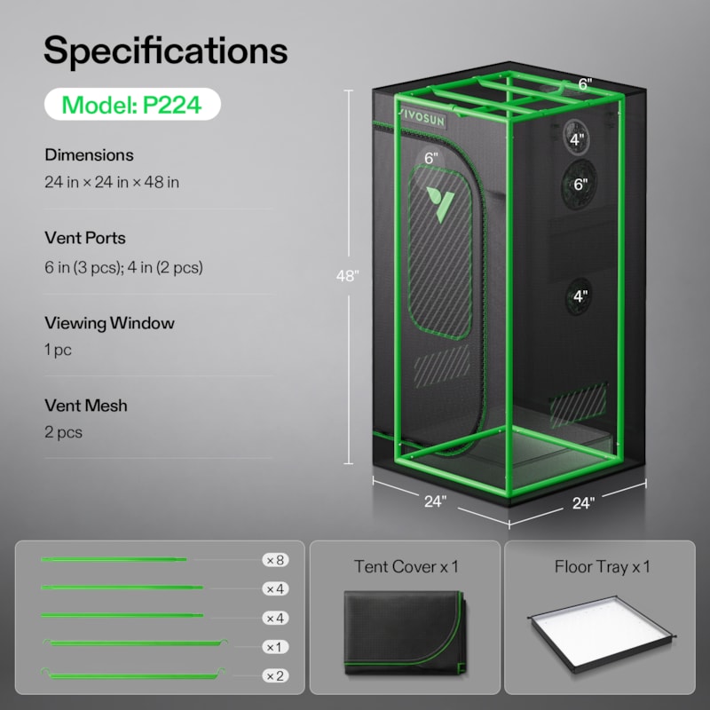 VIVOSUN P224 Growbox 60×60×120 cm – Galerie 7