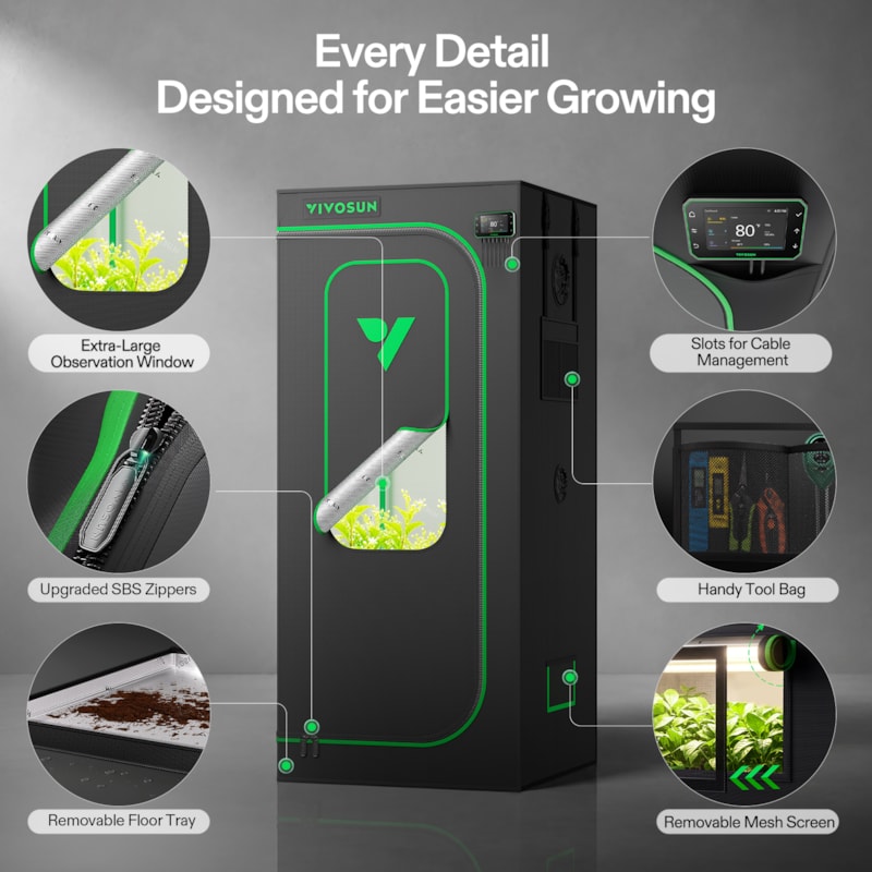 VIVOSUN P236 Growbox 70×70×160 cm – Galerie 5