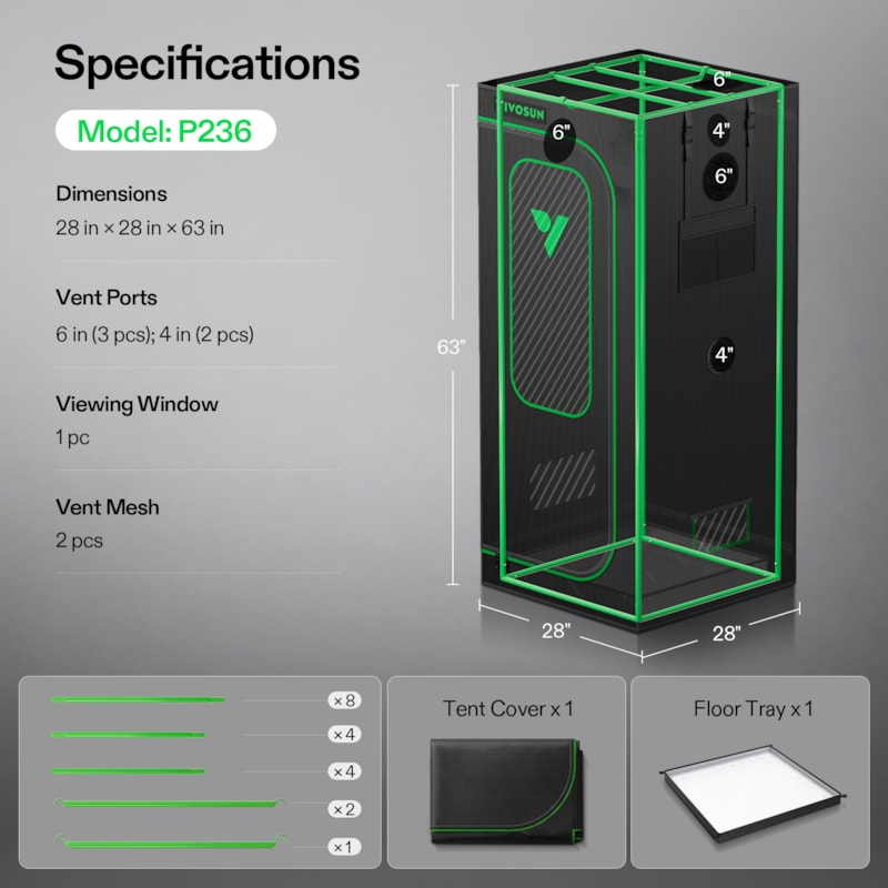 VIVOSUN P236 Growbox 70×70×160 cm – Galerie 7